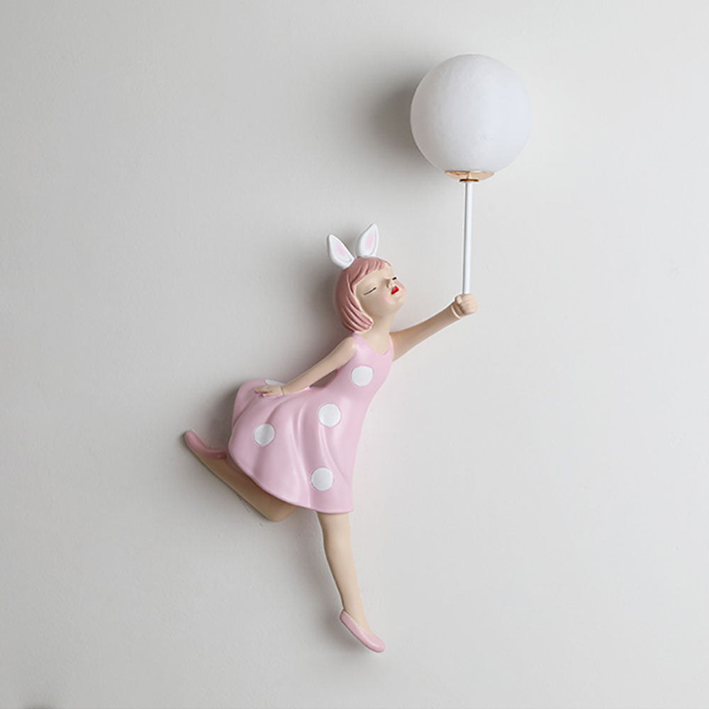 Minori Modern Balloon/Girl Shape Acrylic Pink Wall Lamp