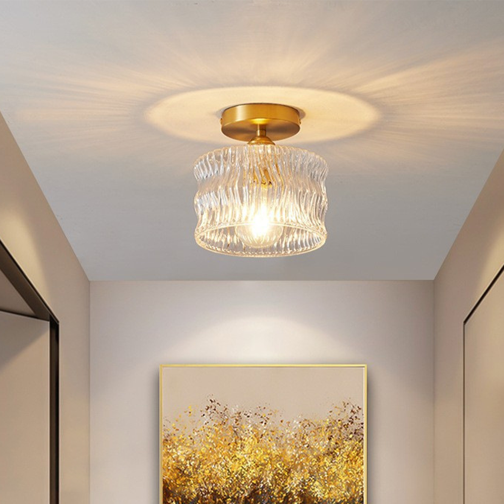 Quinn Luxurious Flush Mount Ceiling Light Metal Glass Hallway