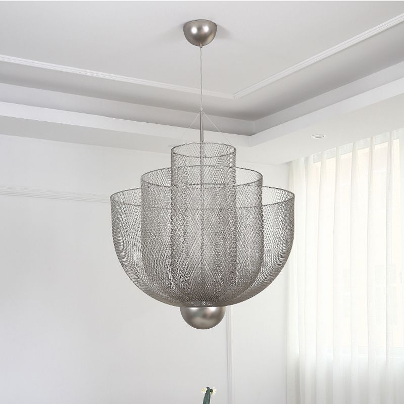 Modern Cylindrical Metal Pendant Light Living Room