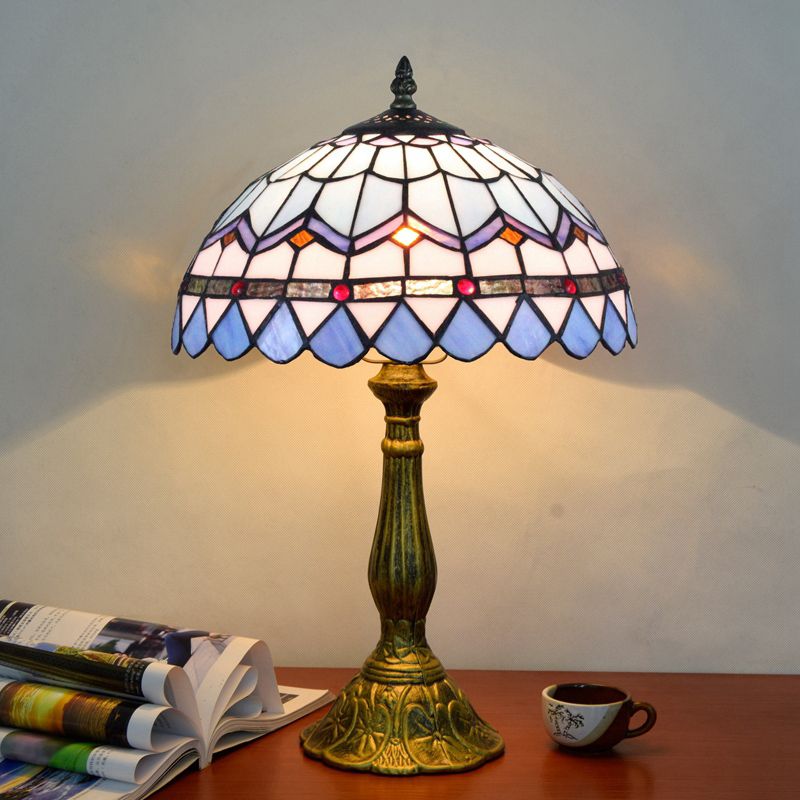 Alessio Mid Century Dome Shade Glass Table Lamp, Multicolor