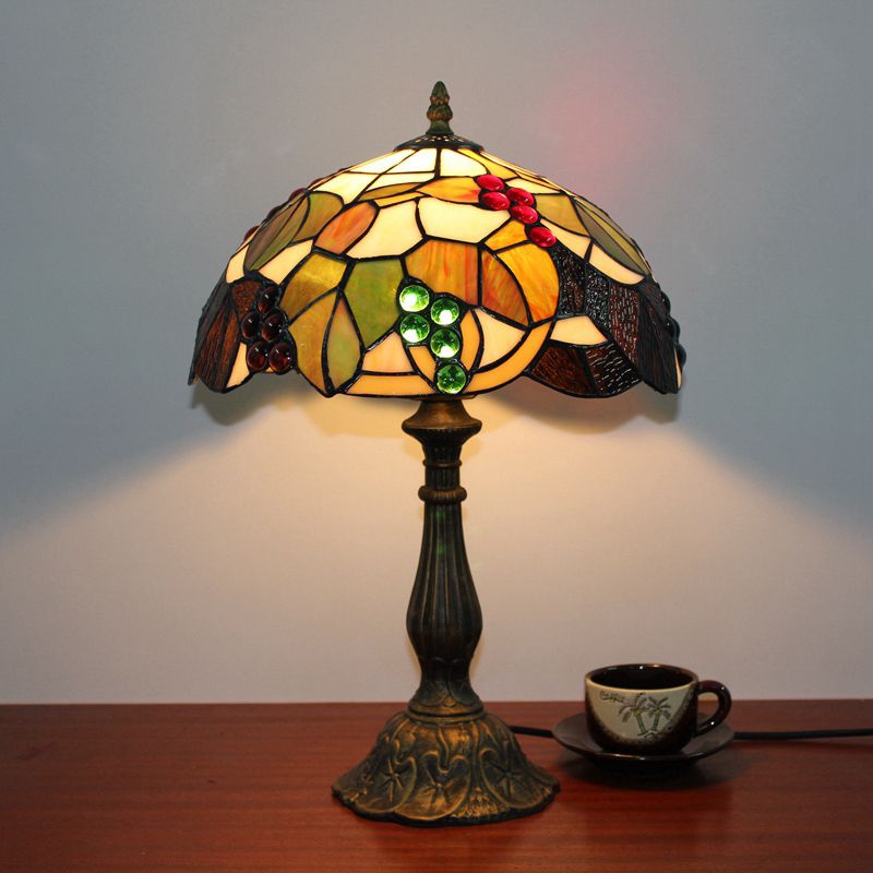 Alessio Mid Century Dome Shade Glass Table Lamp, Multicolor