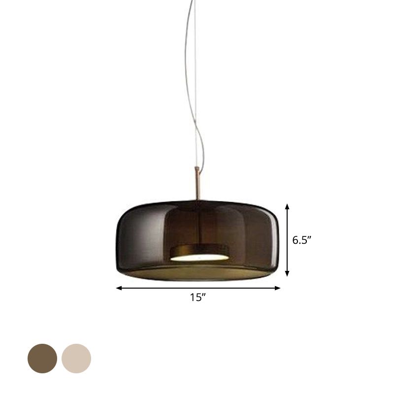 Minimalist Cylindrical Metal/Glass Pendant Light, Kitchen