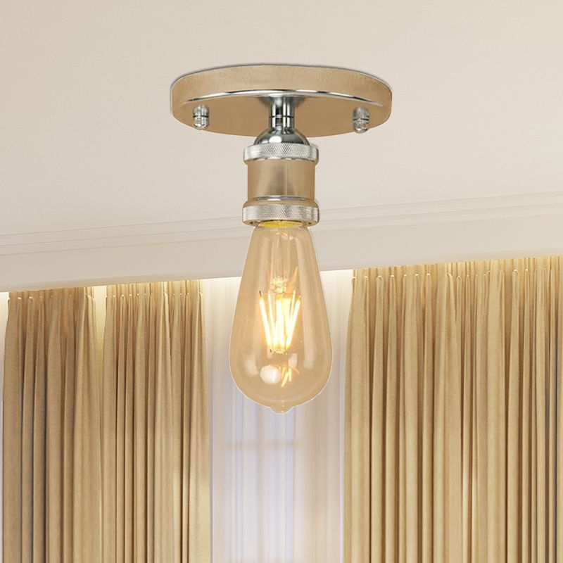 Alessio Retro Vintage Bulb Semi-Flush Mount Ceiling Light