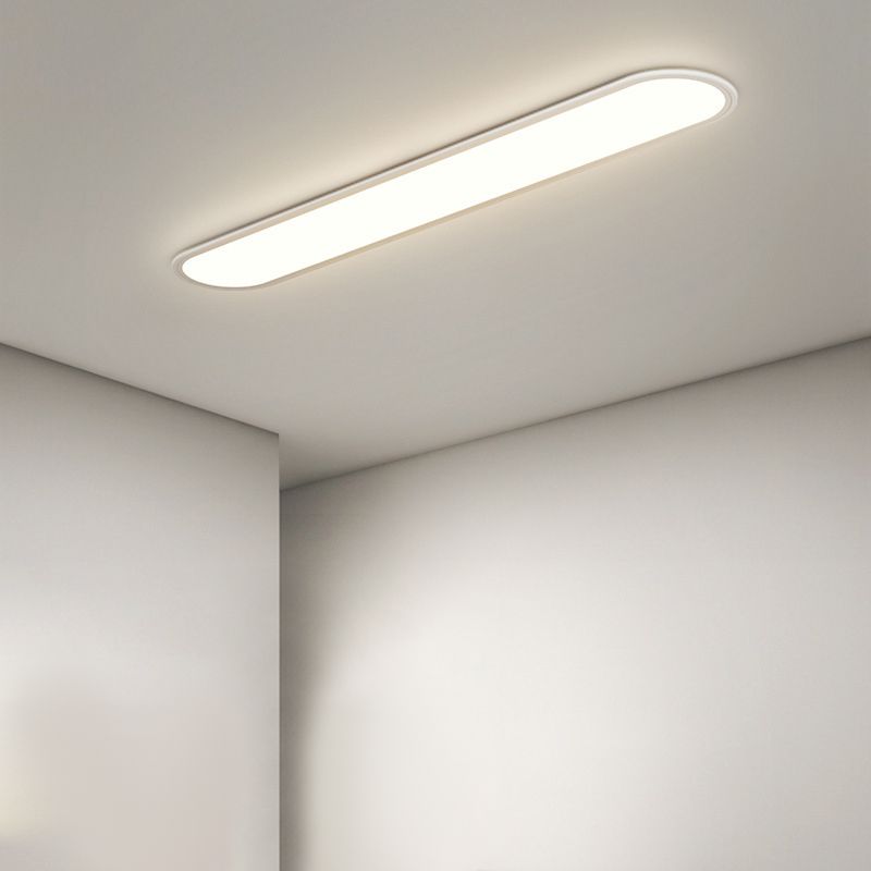 Edge Flush Mount Ceiling Light Oval Minimalist, Metal/Acrylic, White/Black, Dining Room