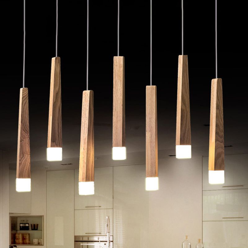 Ozawa Minimalist Linear Wood/Acrylic Pendant Light, Wood