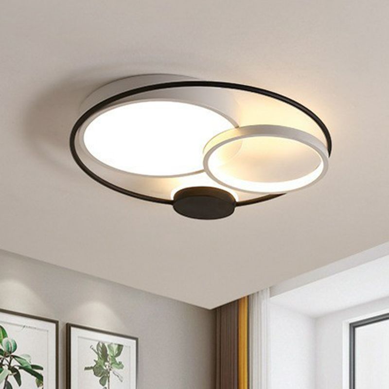 Lacey Modern Circular LED Flush Mount Ceiling Light, Black&White