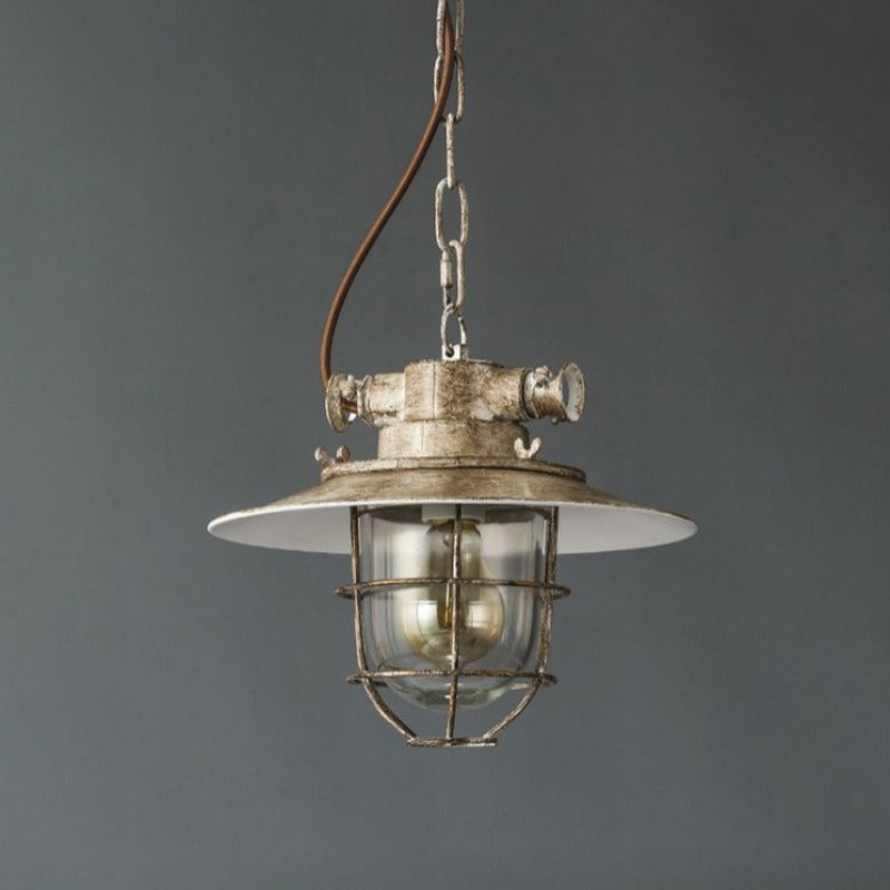 Alessio Industrial Metal Glass Pendant Light Bedroom