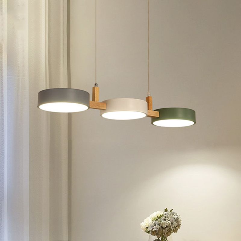 Morandi Modern Pendant Light  Metal Wood Living Room