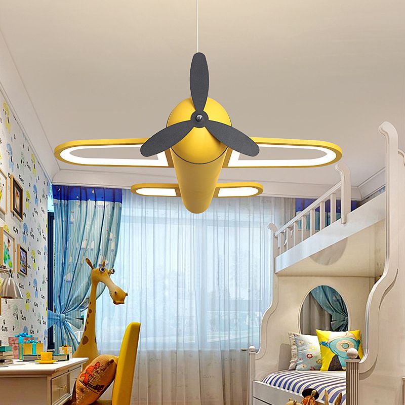 Minori Decorative Airplane Metal Pendant Light, Yellow/Blue, Children's Room