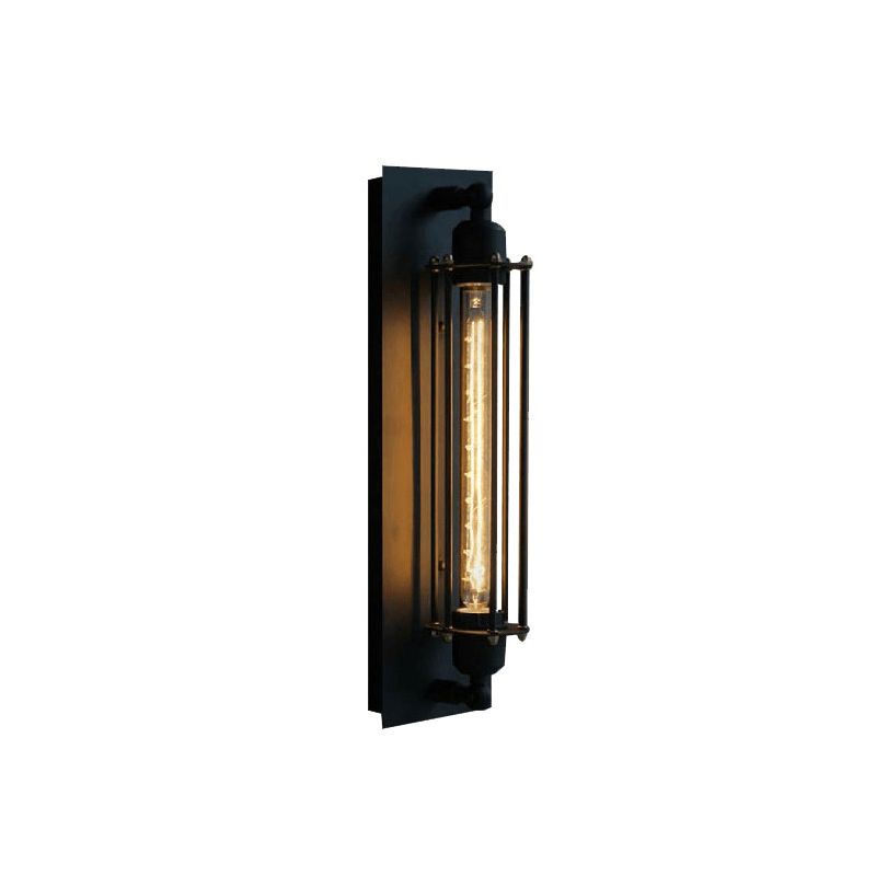 Orr Industial Rectangular Metal/Glass Wall Lamp, Black