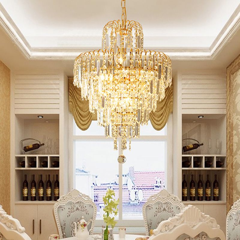 Marilyn Luxury 5 Layers Tassel Crystal Chandelier, Gold