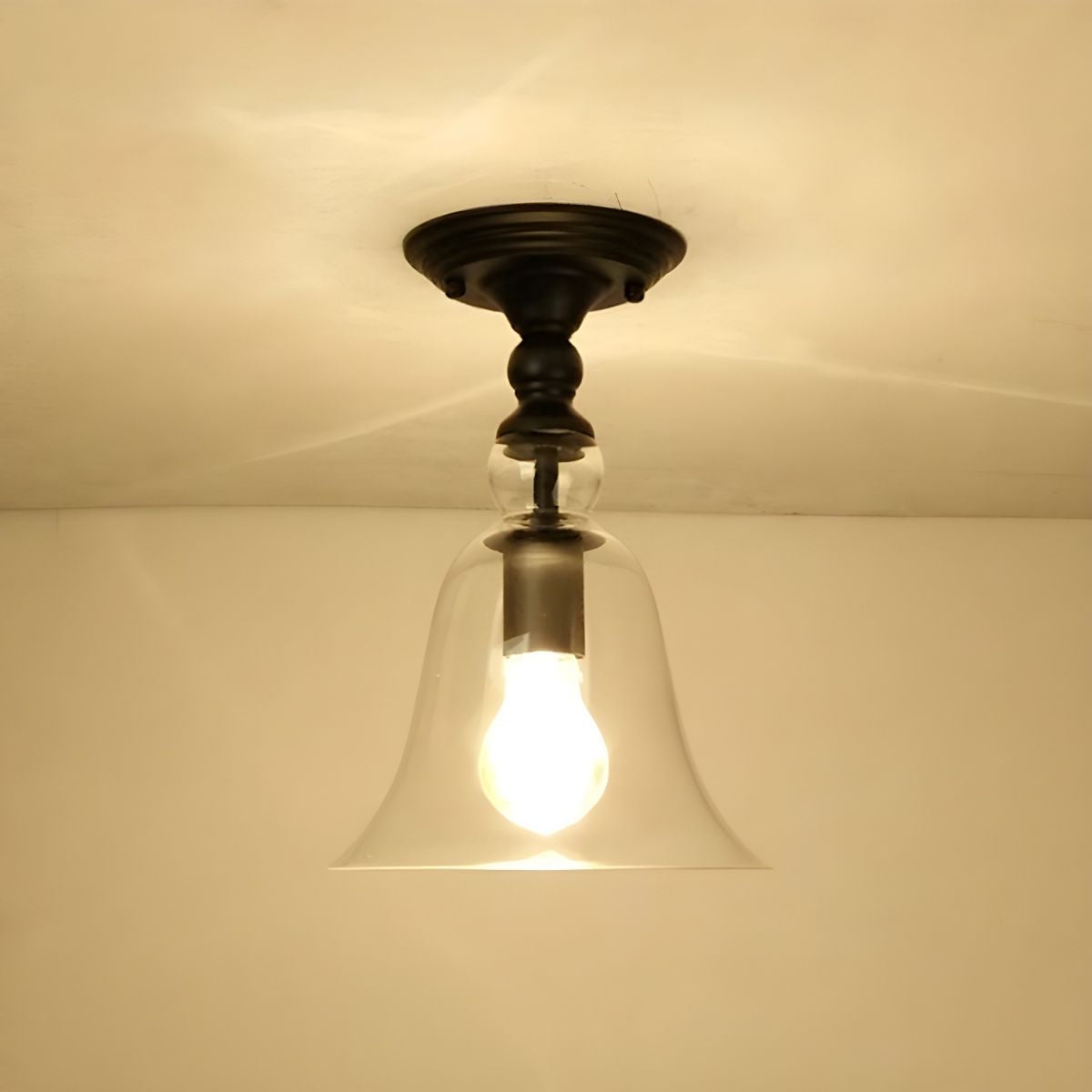 Alessio Industrial Glass Flush Mount Ceiling Light