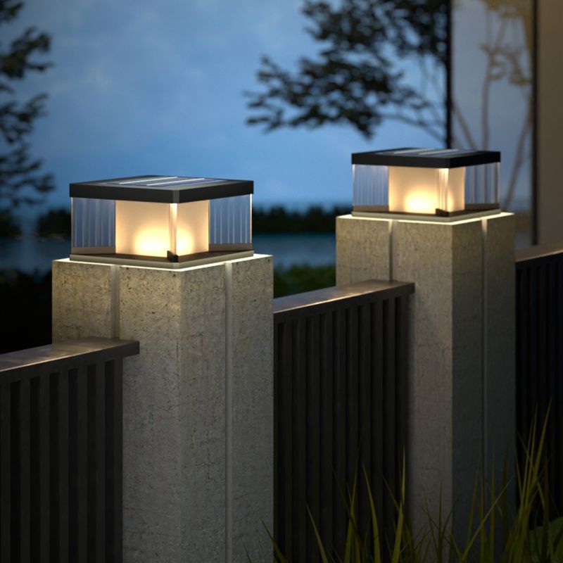 Riley Contemporary LED Rectangular Metal Wall Lamp Post, Black