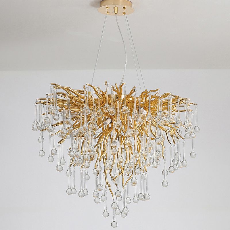 Colon Pendant Light Tassel Luxury, Metal/Crystal, Gold, Bedroom