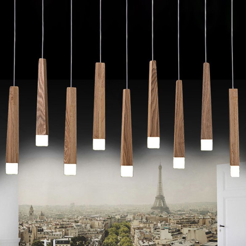 Ozawa Minimalist Linear Wood/Acrylic Pendant Light, Wood