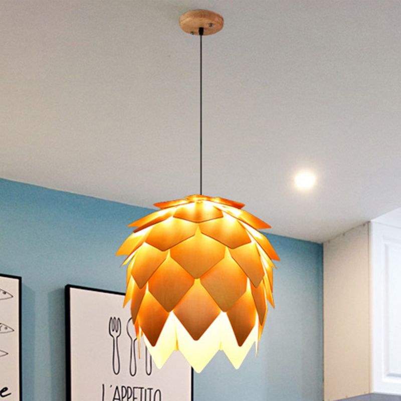 Ozawa Designer Pinecone Shape Wood Pendant Light Living Room