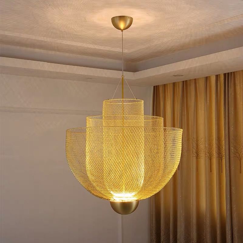 Modern Cylindrical Metal Pendant Light Living Room