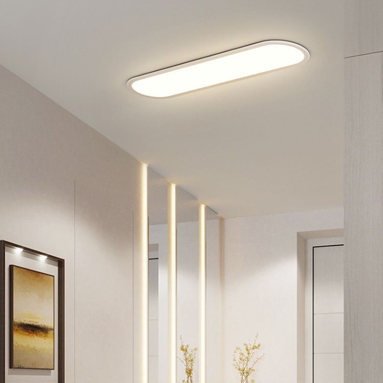 Edge Flush Mount Ceiling Light Oval Minimalist, Metal/Acrylic, White/Black, Dining Room