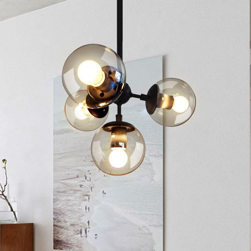 Valentina Pendant Light Bubble Modern, Glass/Metal, Black, Bedroom