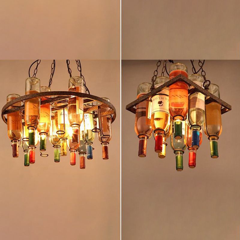 Hailie Antique Wine Bottle Metal/Glass Colorful Pendant Light