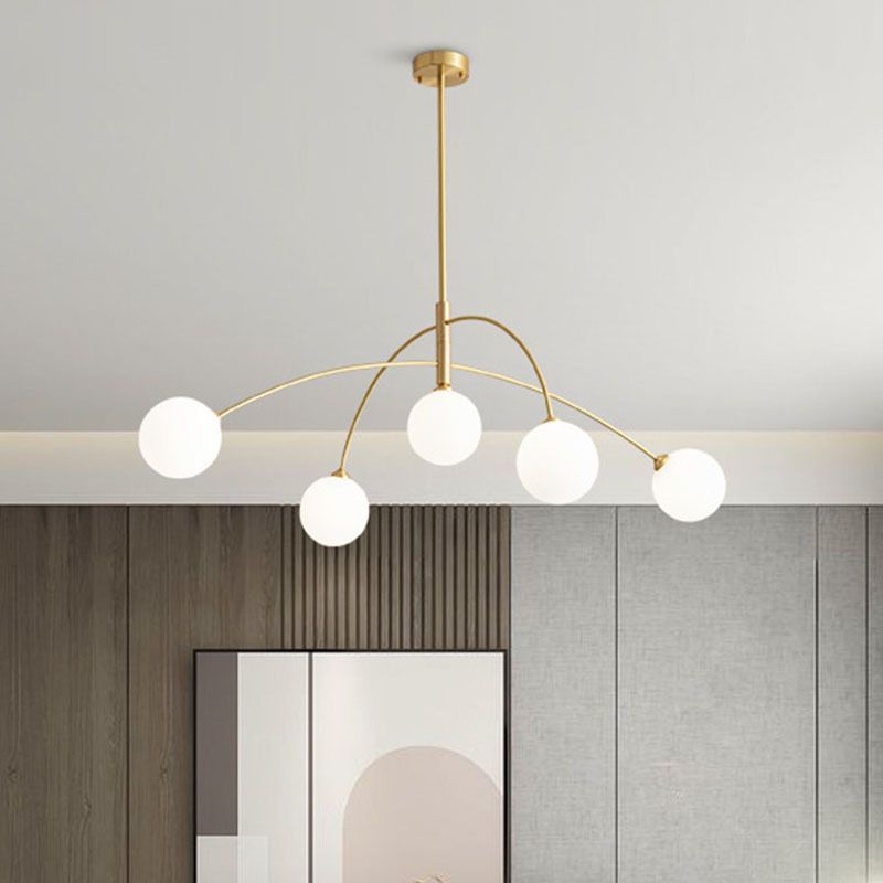 Valentina Pendant Light Globe Modern, Metal/Glass, Black/Gold, Bedroom