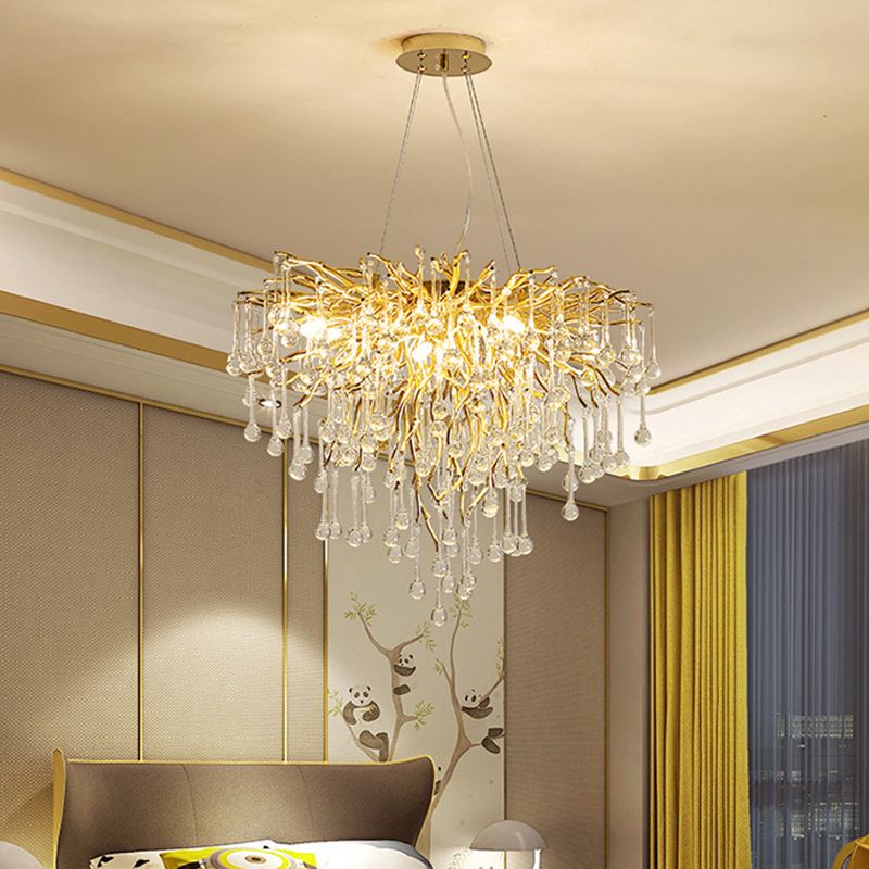 Colon Pendant Light Tassel Luxury, Metal/Crystal, Gold, Bedroom