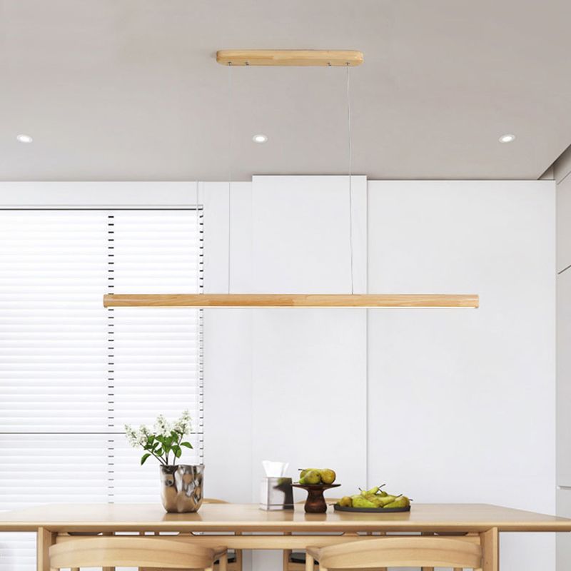 Ozawa Designer Linear Rod Shaped Pendant Light, Wood