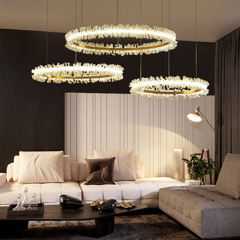 Kristy Pendant Light Ring Flower Luxury Crystal Dining Room