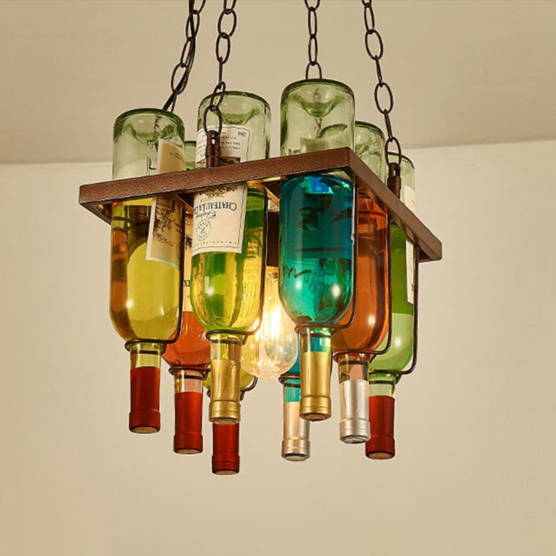 Hailie Antique Wine Bottle Metal/Glass Colorful Pendant Light