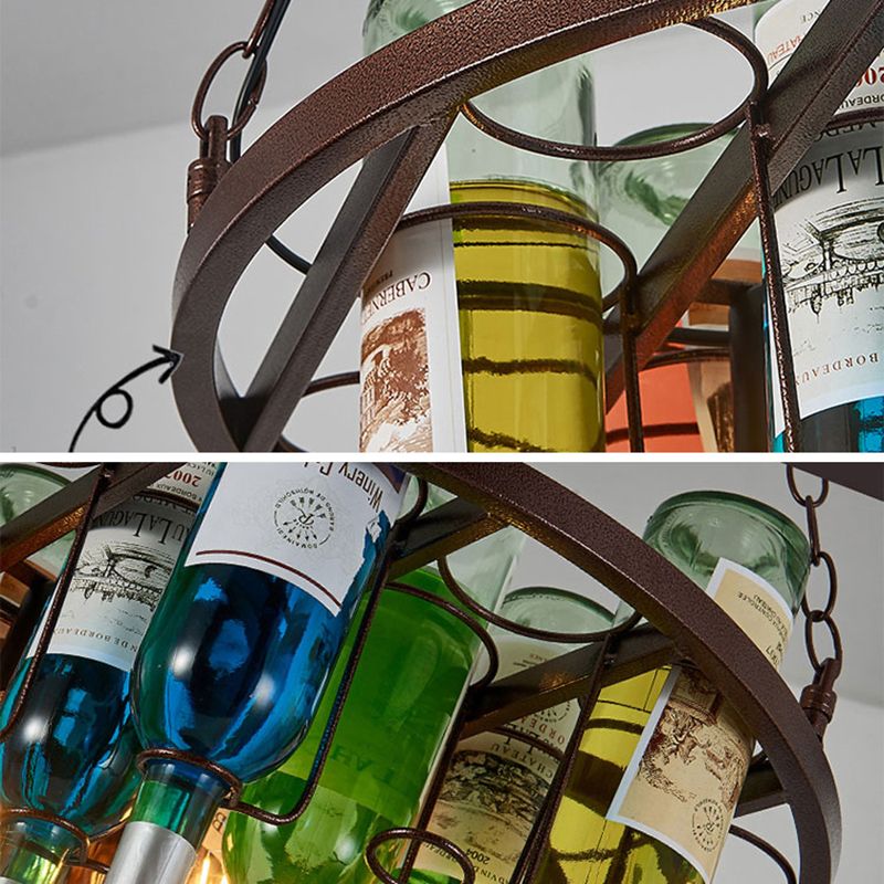 Hailie Antique Wine Bottle Metal/Glass Colorful Pendant Light