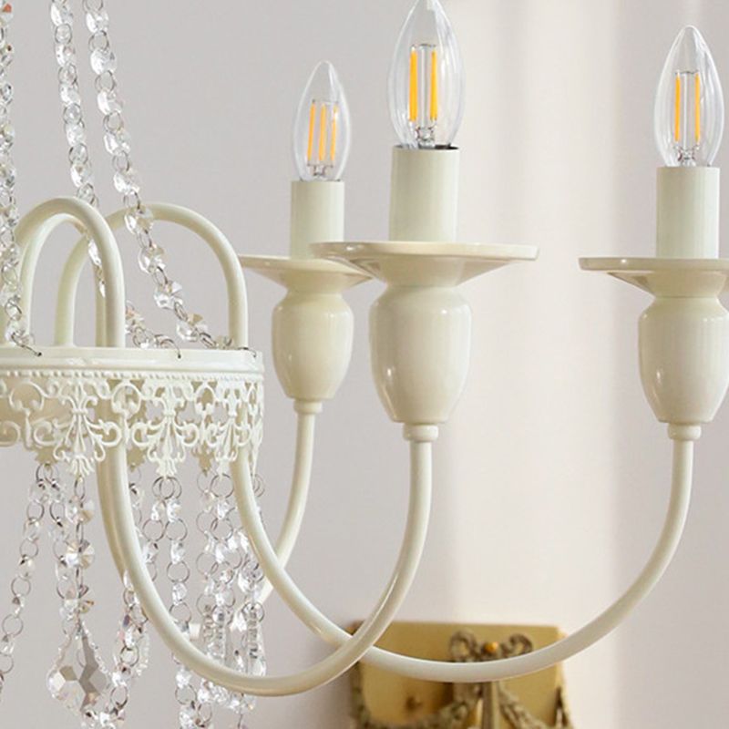 Silva Pendant Light Candle French, Crystal/Metal, White, Bedroom