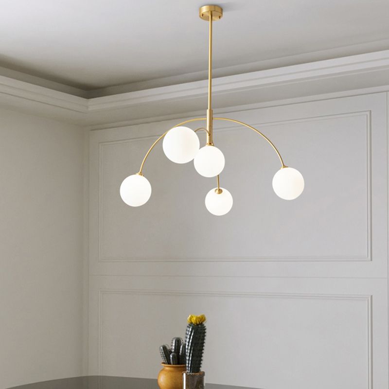Valentina Pendant Light Globe Modern, Metal/Glass, Black/Gold, Bedroom