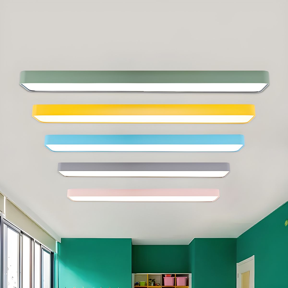 Edge Modern Linear Colorful Ceiling Light, Children Bedroom