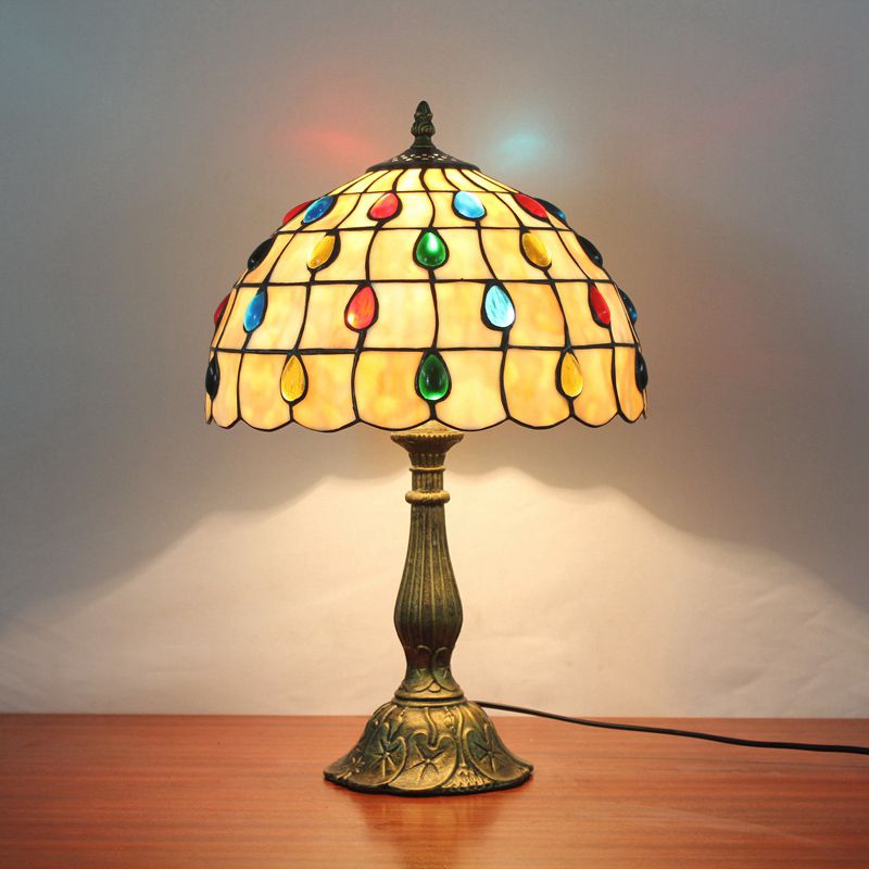 Alessio Mid Century Dome Shade Glass Table Lamp, Multicolor