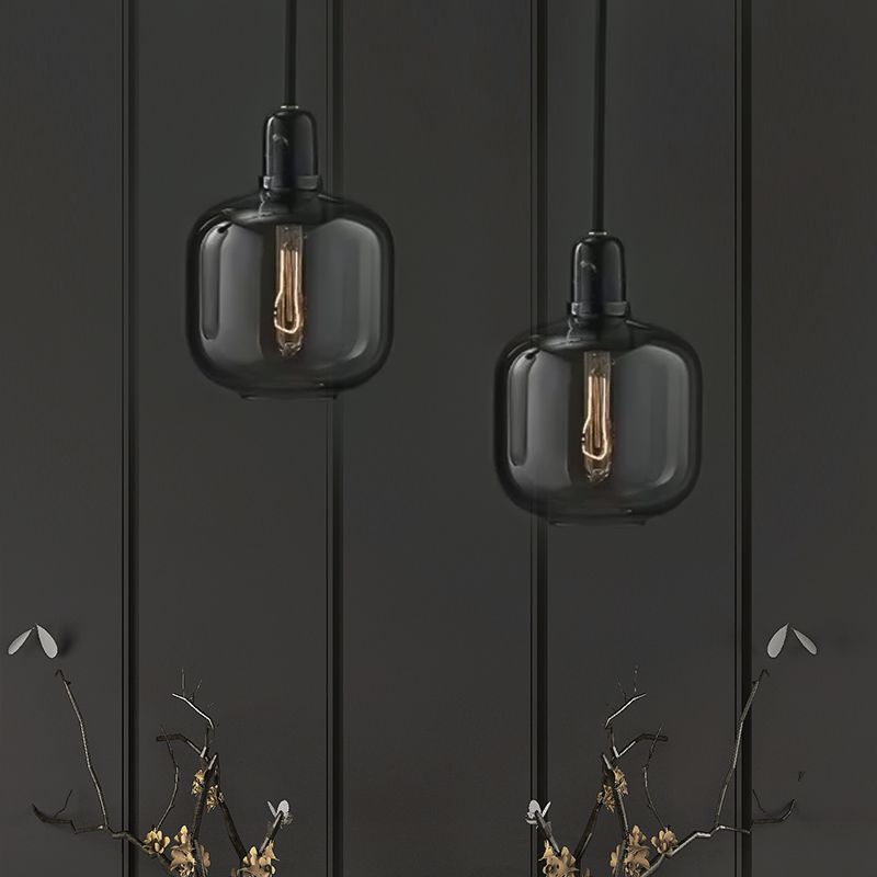Hailie Designer Cylinder Pendant Light, Marble & Glass, 4.3"/6.7"