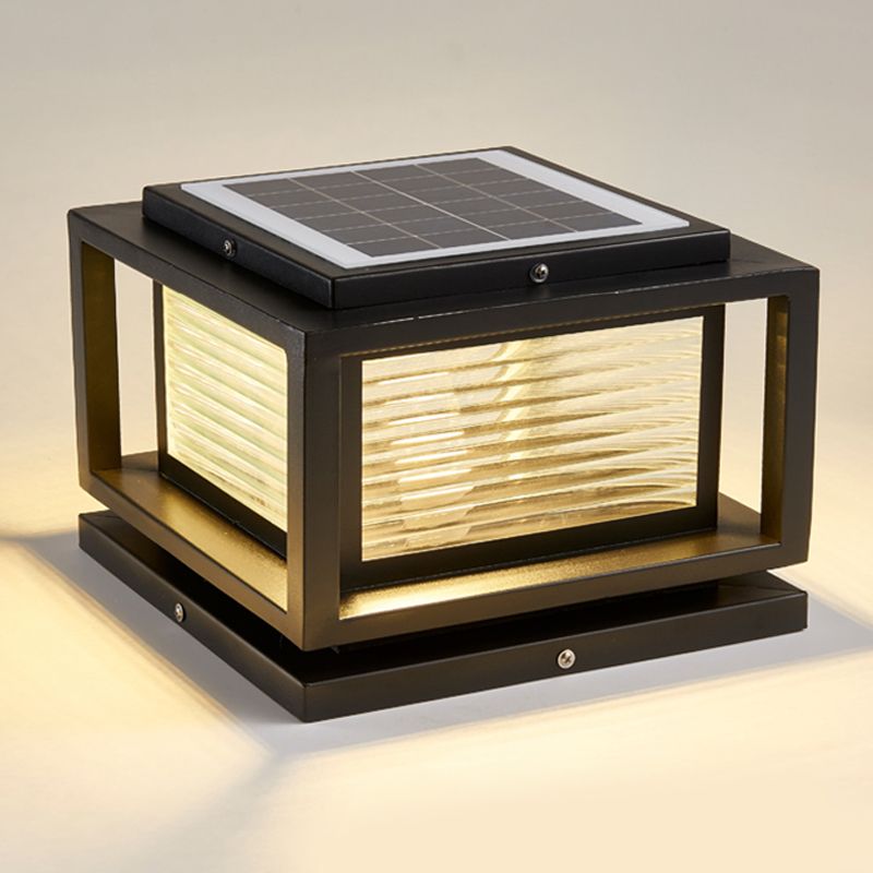 Riley Contemporary LED Rectangular Metal Outdoor Lamps, Black