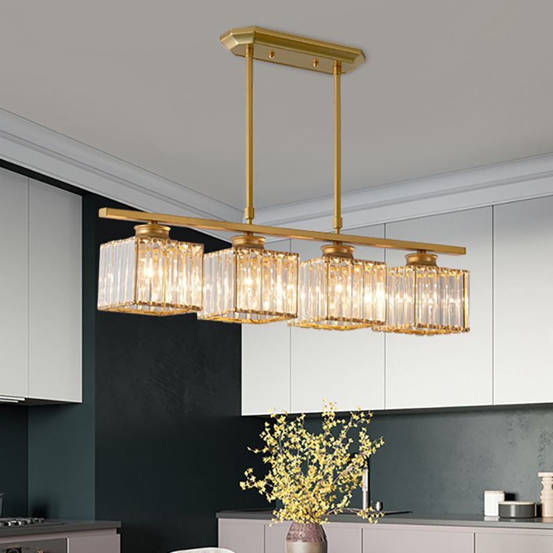 Kristy Crystal Square Pendant Light 3/4 Heads