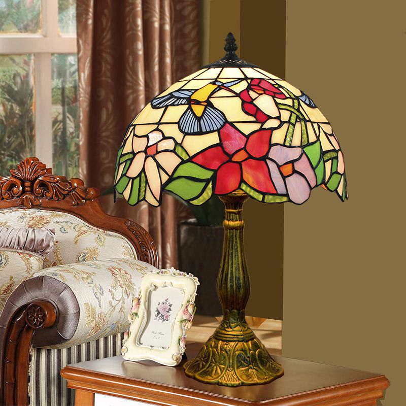 Alessio Mid Century Dome Shade Glass Table Lamp, Multicolor