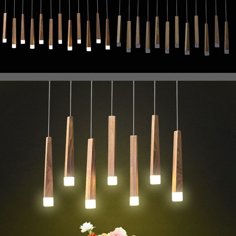 Ozawa Minimalist Linear Wood/Acrylic Pendant Light, Wood