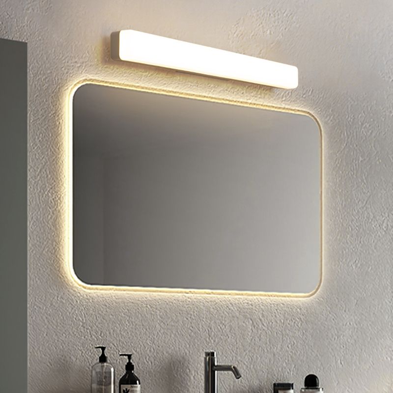 Edge Simple White Bar Mirror Front Vanity Wall Lamp, Acrylic