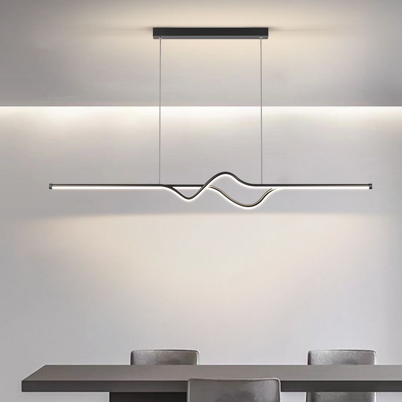 Louise Modern Linear Metal Pendant Light, Black/White/Gray