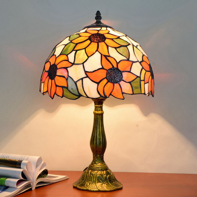 Alessio Mid Century Dome Shade Glass Table Lamp, Multicolor