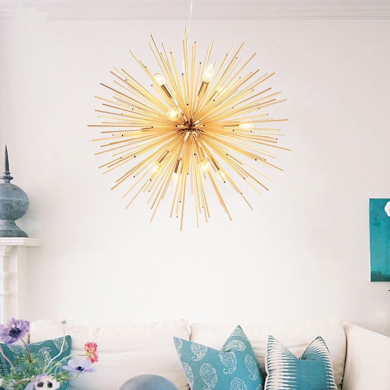Modern Designer Starburst Pendant Light, Gold