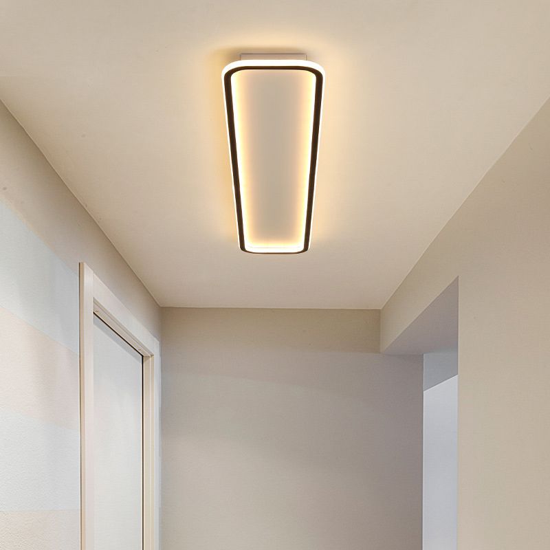 Edge Flush Mount Ceiling Light Rectangular Minimalist, Metal, Black, Bathroom