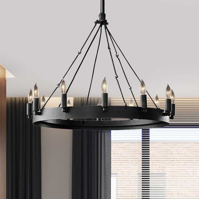 Alessio Industrial Round Candle Metal Pendant Light