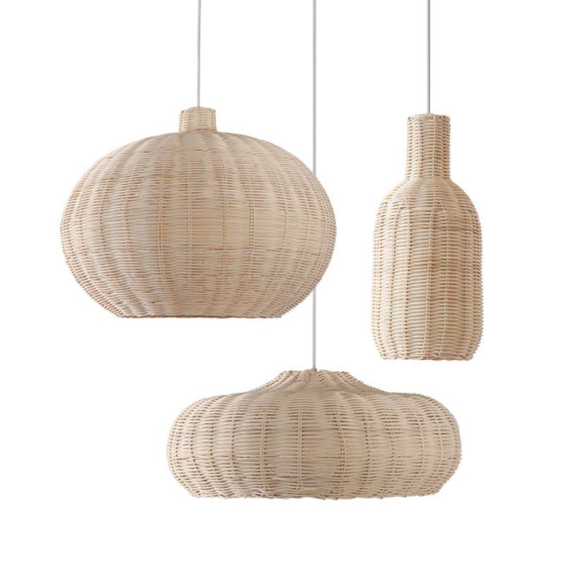 Muto Nordic Japanese Pendant Light  Rattan Bedroom Dining Room