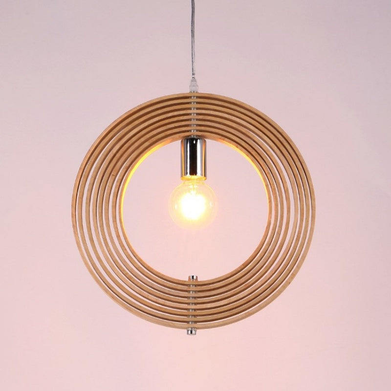 Muto Japanese LED Pendant Light Wood Bedroom Bar