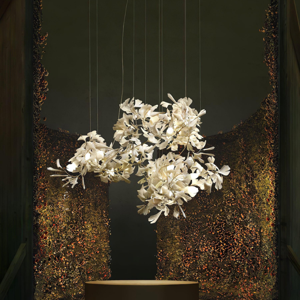 Olivia Modern Leaf Chandelier Metal/Ceramic Bedroom/Living Room