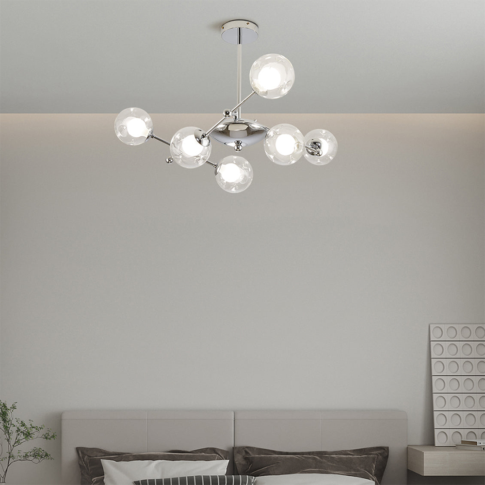 Valentina Nordic Bauhaus Chandelier Metal Glass Living Room