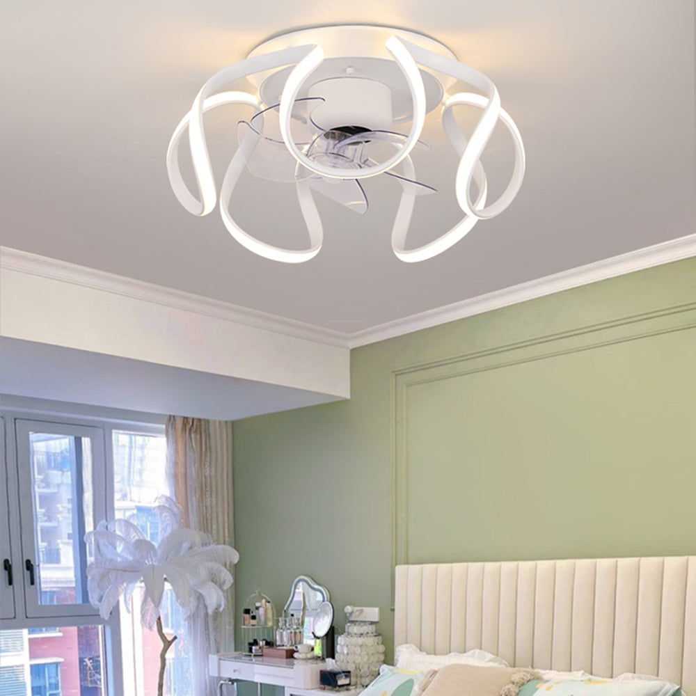 Lacey Basic Flush Mount Ceiling Fan with Light, 3 Color, 19.7‘’